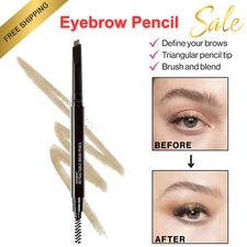 Retractable Eyebrow Definer Pencil, Taupe With Fine Tip & Brush, Shapes & Fills