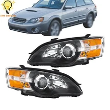 Black Housing Halogen Headlights For 2005 2006 2007 Subaru Legacy/Outback LH+RH