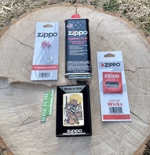 New Zippo Windproof Lighter Cowboy Skull Design +zippo Fuel+zippo Flints+Wick