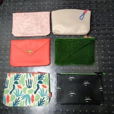 Set of 6 Ipsy Wallets/Bags/Makeup Bags/Pouches Velvet, Faux Leather, Cotton