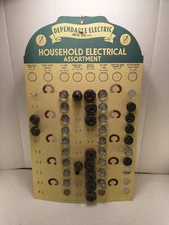 Vintage Countertop Store Display Dependable Electric Cardboard w/ 33ct Stock 