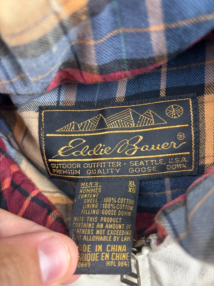 Мужской жилет Eddie Bauer Goose Down Размер XL Бежевый с Фланелевой Подкладкой Охотничий Груз - Изображение 2 из 4