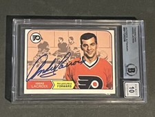 ANDRE LACROIX 1968-69 O-PEE-CHEE ROOKIE SIGNED AUTOGRAPHED CARD BAS AUTHENTIC 10