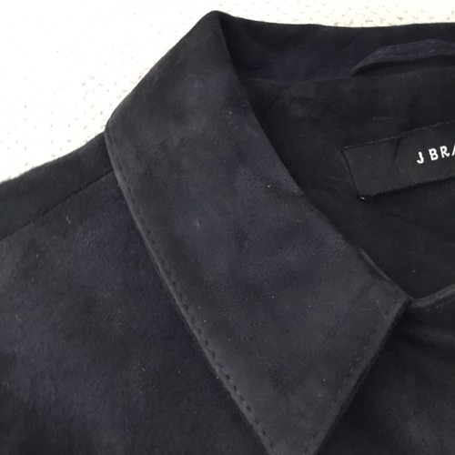 J Brand lamb leather dyed jacket womens S navy blue long sleeve collar 105190 - Picture 8 of 11