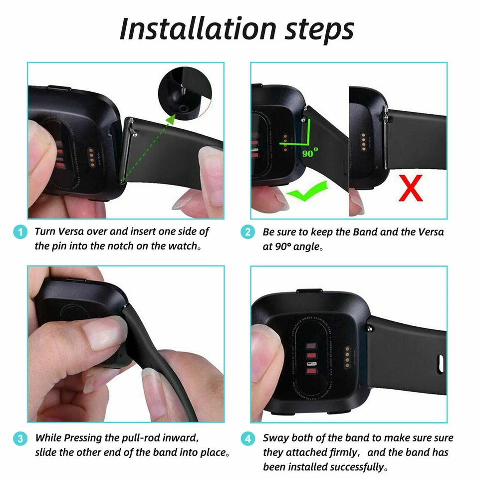 Pulseira de borracha para Fitbit Versa 1/2/Lite pulseira de substituição - Imagem 4 de 4