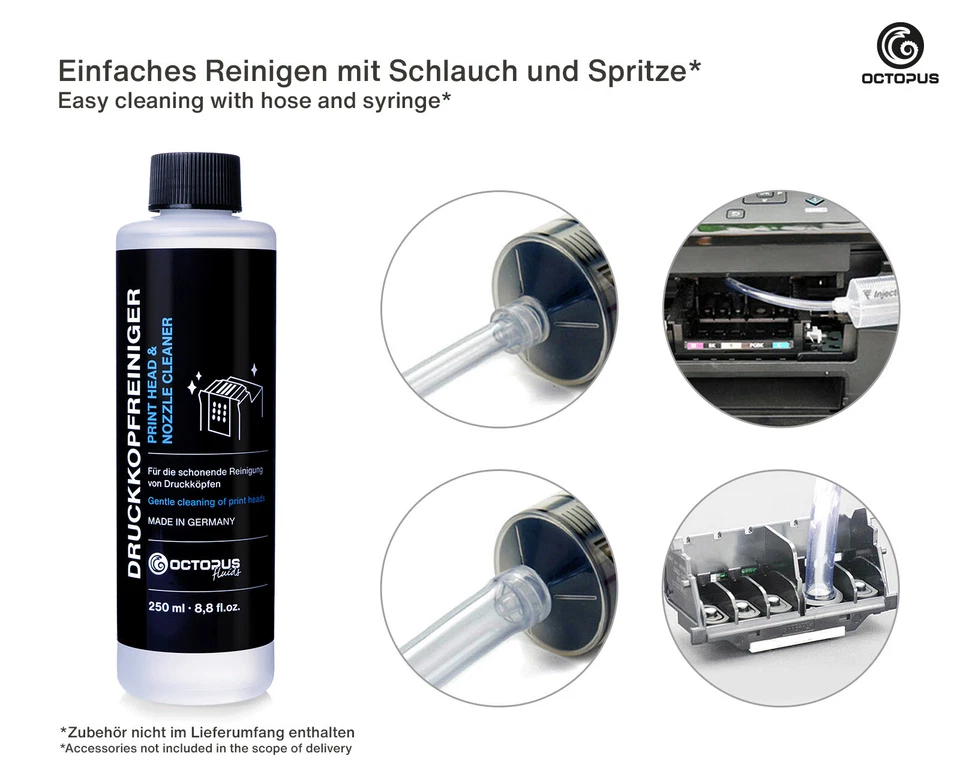 250 ml Düsenreiniger, Druckkopfreiniger passt f. HP Canon Epson Brother Lexmark - Bild 4 von 4