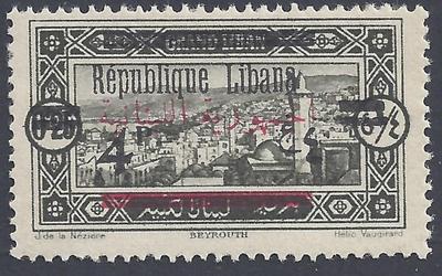 LEBANON 1928 BILINGUAL OVPT IN ERROR LIBANA INSTEAD OF LIBANAISE SG 130 NEVER HI