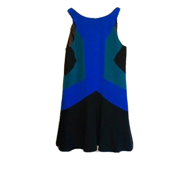 Mini Vestido Jay Godfrey Seda Negro Verde Azul Color Bloque Talla 2 Corto Diseñador Foto 2 de 4