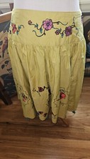 POP Embroidered/Appliques Flowers Tassel Cotton A Line Full Skirt Zipper Size 12