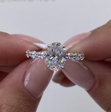 Oval Lab Created Diamond Solitaire Engagement Ring E/VVS2 2.2 Ct 14k White Gold