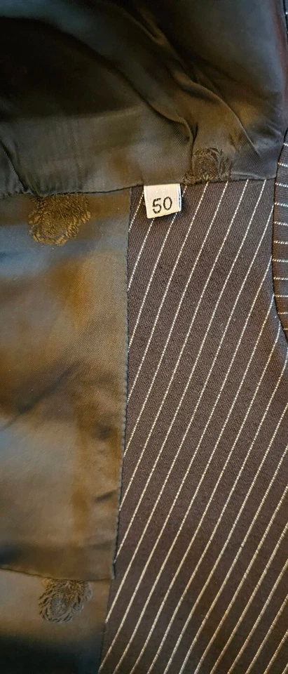 VERSACE Vintage Negro Rayas Lana Chaqueta Pantalones TRAJE - UE 50 / US 40 L Foto 4 de 4