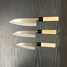 Traditional Japanese Lefty Deba Left-Handed Fillet Knife Stainless Steel Blade