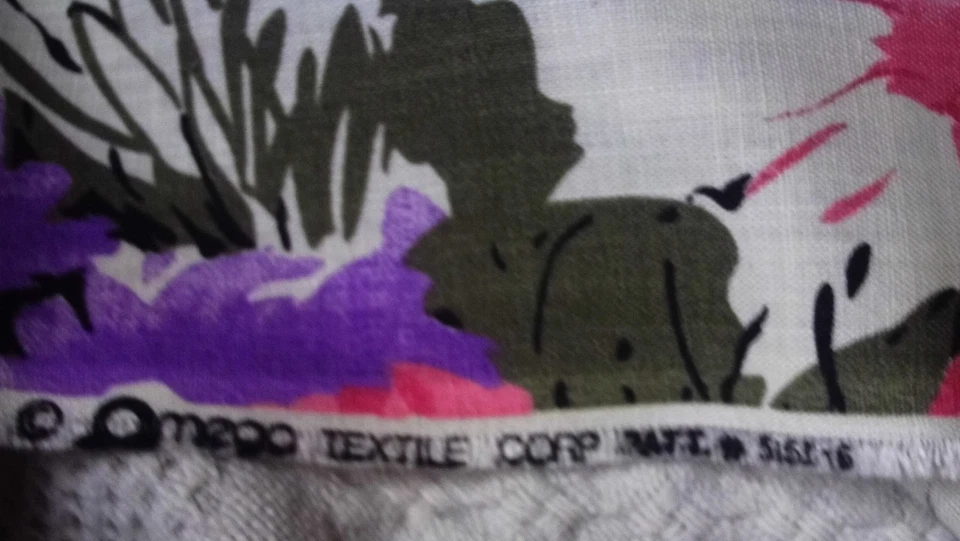 Bright Flowers On Cotton Material By Omega 58 X 192 Inches - Image 3 of 4