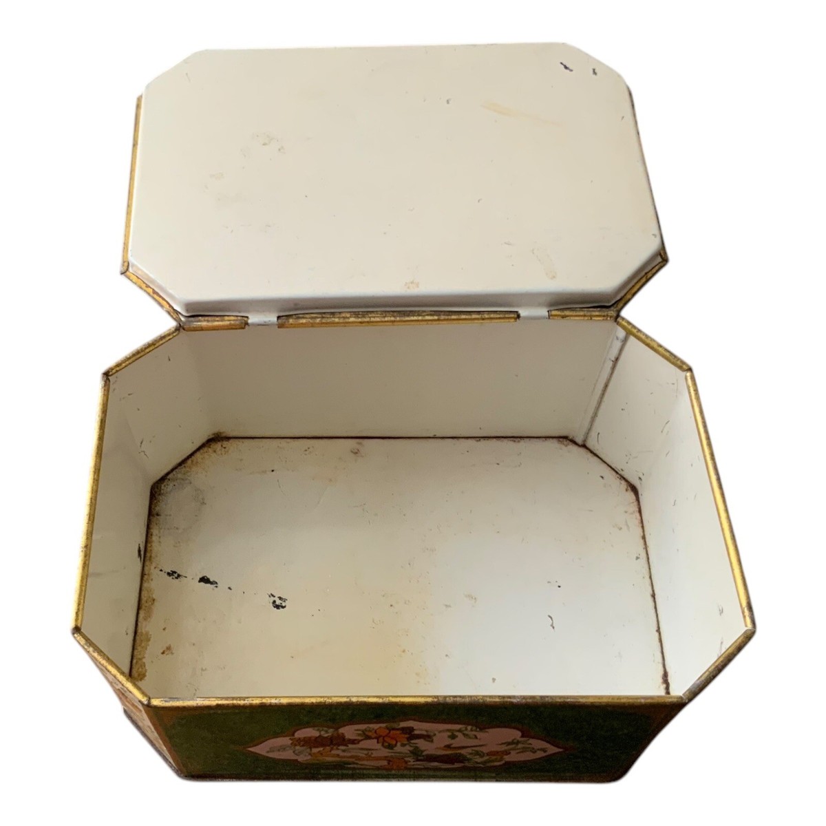 Vintage Tin Container Made In England Metal Box Co. Green