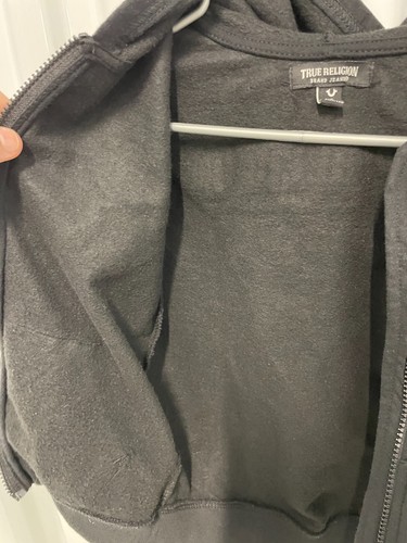 True Religion Full Zip Hoodie Sweatshirt Black & Gold Youth Size 6 - Picture 13 of 16