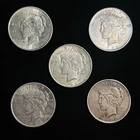 5 Lot - 1922 Mixed Peace Dollars - EF Condition - 90% Silver 1 Dollar Pieces