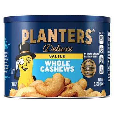 PLANTERS Deluxe Salted Whole Cashews, Party Snacks, 8.5 Ounce (Pack of 1)