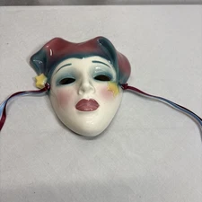 Vintage Clay Art Mardi Gras Ceramic Mask Jester USA  2/1992