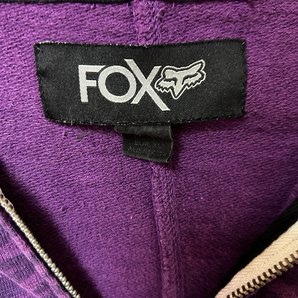 Fox Racing Hoodie Womens XL Y2K 2000s Black Zip Up Sweatshirt Grunge - Image 4 of 4