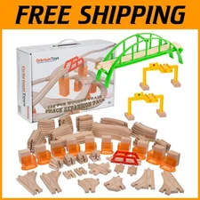 110 Pcs Wooden Train Tracks Set with Ascending Tracks
