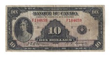 1935 Bank Of Canada $10 French Osborne-Towers F144659 BC-8  VF