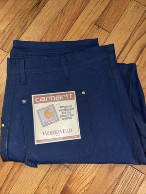 Vtg Carhartt Pants Mens 44x34  Navy WU1302 Dungaree Union Made In USA Deadstock