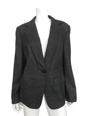 ESCADA Black Wool Blend Single Breast Blazer Jacket w/ Flap pockets Size 44
