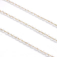 1Foot 18K Gold Plated Clear Glass Round Beads Chain, Minimalist Jewelry GM506