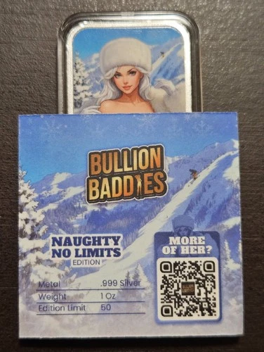 Bullion Baddies "Naughty No Limits" Bella Ski Bunny 1 Of 50 Silver