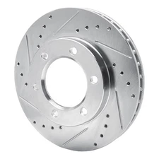 Dynamic Friction 631-42031L DFC Brake Rotor - Drilled and Slotted - Silver