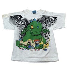 Vintage Rugrats Tv Show Dinosaur AOP 1996 Youth Large Kids T-shirt Nickelodeon