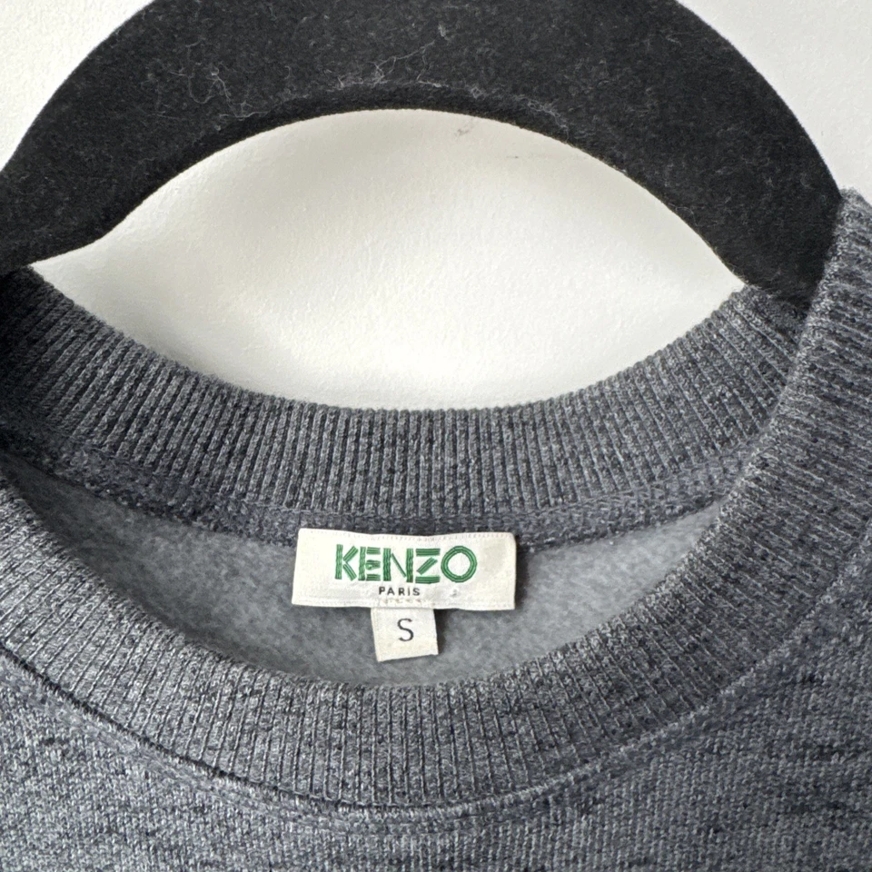 Sudadera Kenzo Paris Tigre Gris Melange Algodón Bordado Pullover Talla S Foto 3 de 4