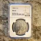 1884 Morgan Dollar New Orleans $1 NGC MS 63 90% Silver Coin