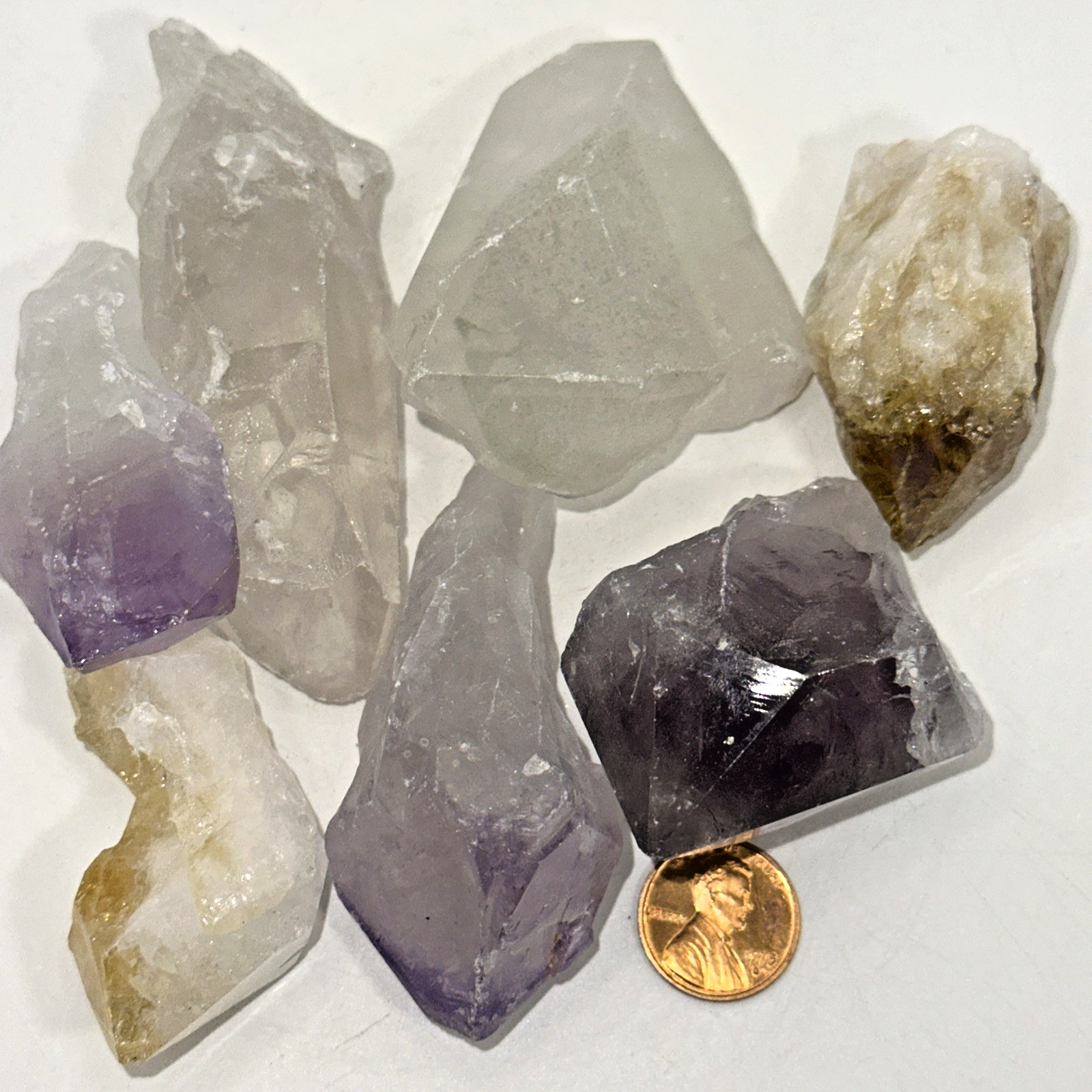 1 lb Assorted Amethyst Citrine Quartz Large Crystal Points 2-3 Inch