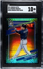 2021 Donruss Optic #123 Freddie Freeman SGC 10 Gem Mint Green Dragon Prizm /88