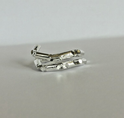 925 Sterling Silber verstellbarer Ring, Doppelband strukturiert, Handarbeit stapelbar
