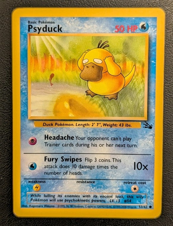 Psyduck 53/62 Common Fossil Pokemon Unlimited NM