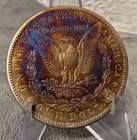 1887 S MORGAN SILVER DOLLAR GEM BU PROOF LIKE  RAINBOW TONED — photo 4