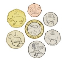 Botswana set of 7 coins 2001-2009 UNC 5, 10, 25, 50 thebe, 1, 2, 5 pools