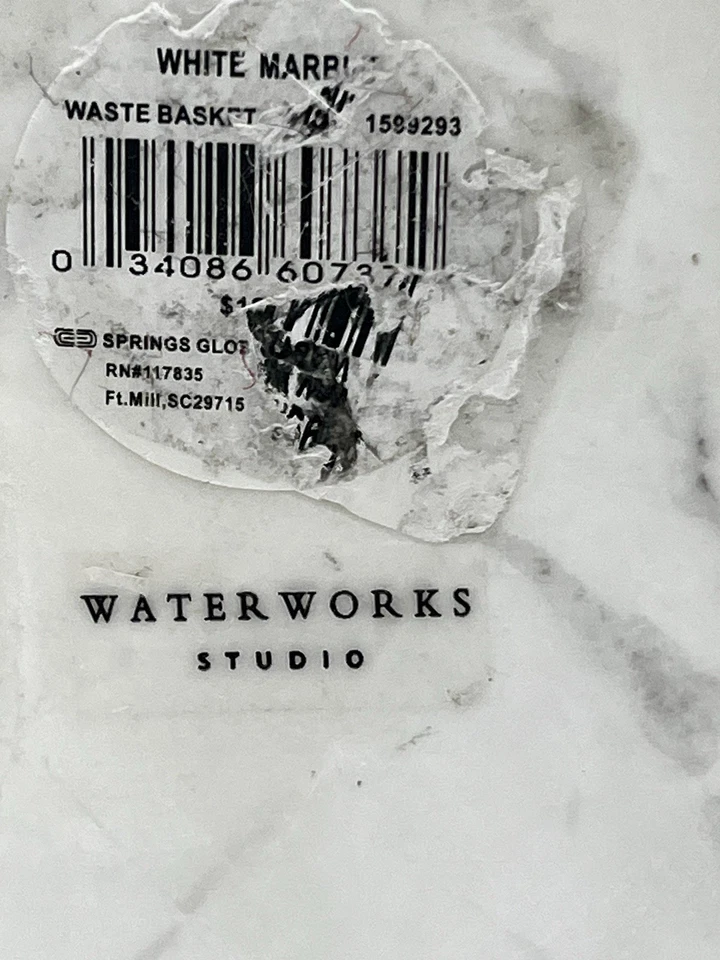 Beautiful Waterworks Studio White Marble Small Trash Can/Bin - Image 4 of 4