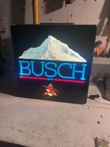 VINTAGE BUSCH BEER LIGHTED SIGN/ used, LED retrofit