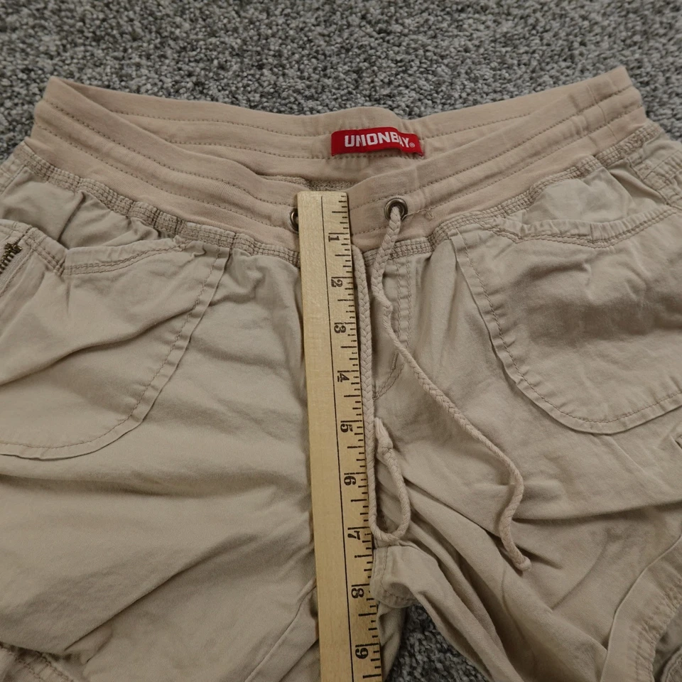 Pantalones Cortos Unionbay De Colección Para Mujer M Beige Tiro Bajo Mini Carga Cordón Grunge Y2K 00s Foto 4 de 4