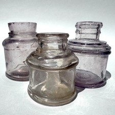 Light Purple SCA Colored Antique Ink Bottle Lot, 3 bottles about 3&rdquo; tall