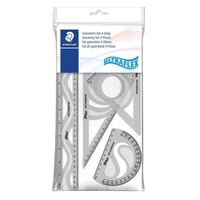 Geometrie-Set Staedtler 4-Tlg: Lineal, Winkelmesser, Zeichendreieck, Flexibel
