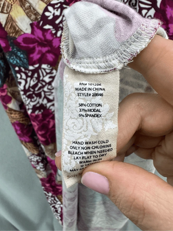 Soft Surroundings Womens Multicolor Salvatora Floral Faux Wrap Maxi Dress Large - Image 4 of 4