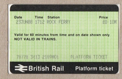 Rock Ferry M01 - APTIS Bahnsteig Ticket - letztes Beispiel vom Bahnhof