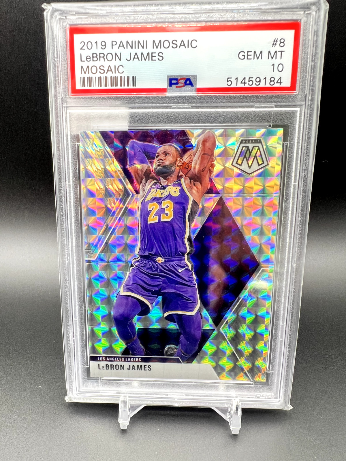 2019-20 Mosaic LeBron James Reactive Orange #8 Lakers PSA 10