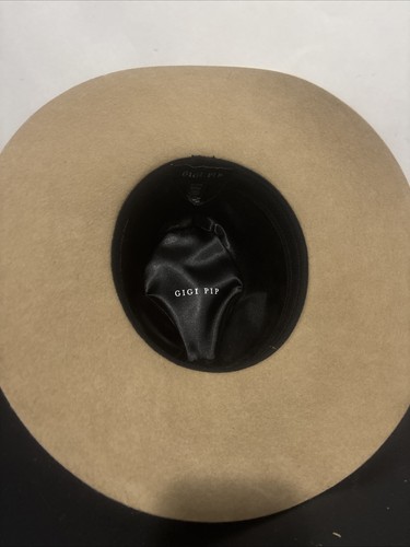 Sombrero Gigi Pip Lana Fedora Talla 57 S/M Usado en Excelente Condición Beige/Tostado - Imagen 5 de 6