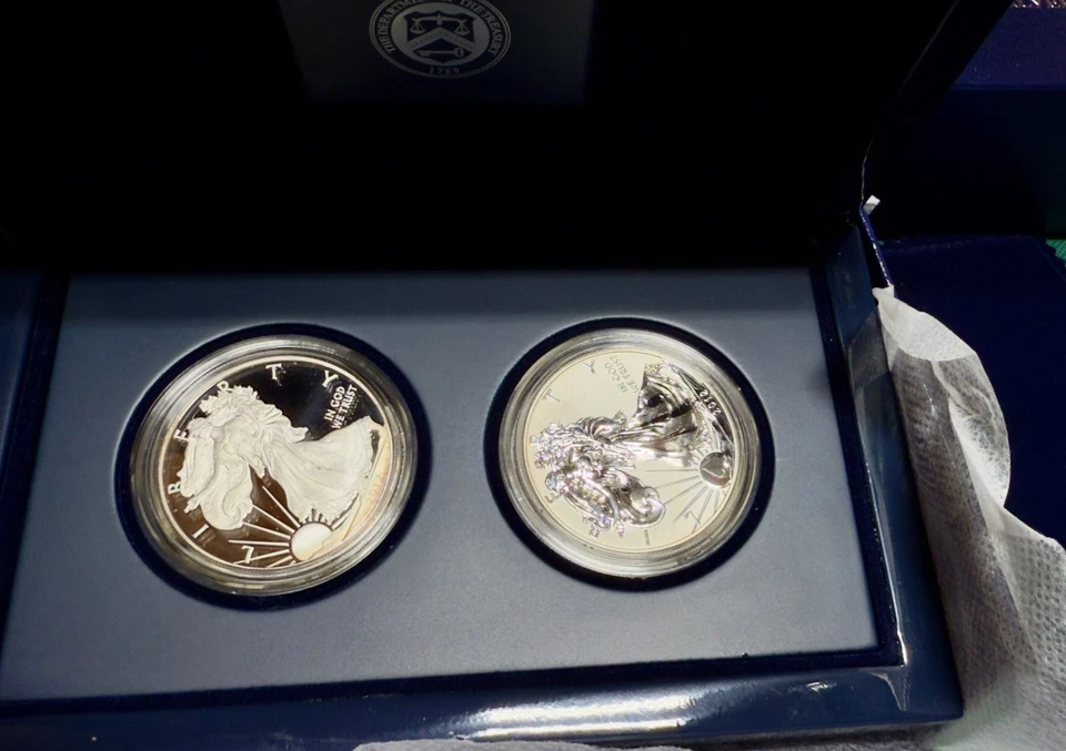 2012 S REVERSE PROOF SILVER EAGLE 2 COIN SAN FRANCISCO SET WITH BOX/COA - Image 3 of 4