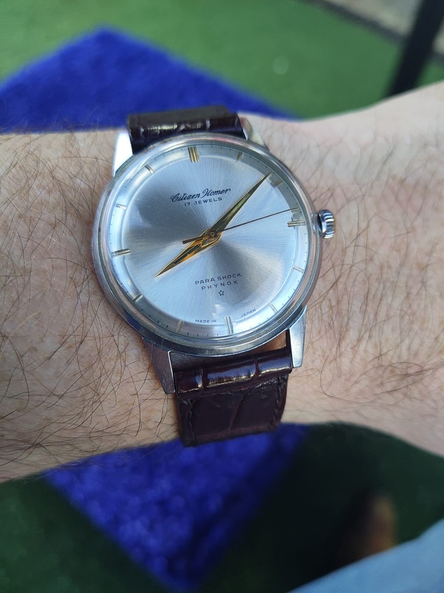 Rare Citizen 17 Jewell Homer Para Shock Phynox Manual Winding